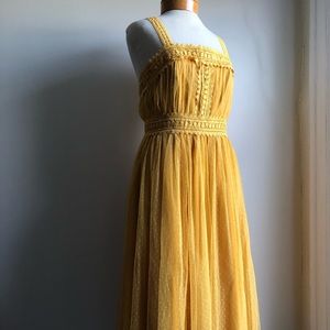 Lulus Forever Love Golden Yellow Swiss Dot Sleeveless Dress